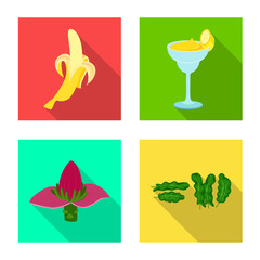 Vector design of natural and vegetarian logo. Collection of natural and eating vector icon for stock.