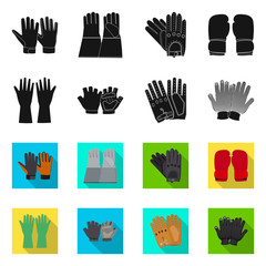 Fototapeta premium Vector design of glove and winter sign. Set of glove and equipment vector icon for stock.