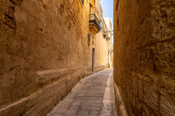 views of the streets in the ancient town mdina, malta island