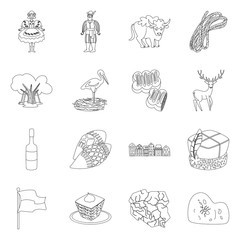 Vector illustration of national and culture symbol. Set of national and europe vector icon for stock.