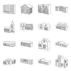 Isolated object of city and construction symbol. Set of city and estate stock vector illustration.