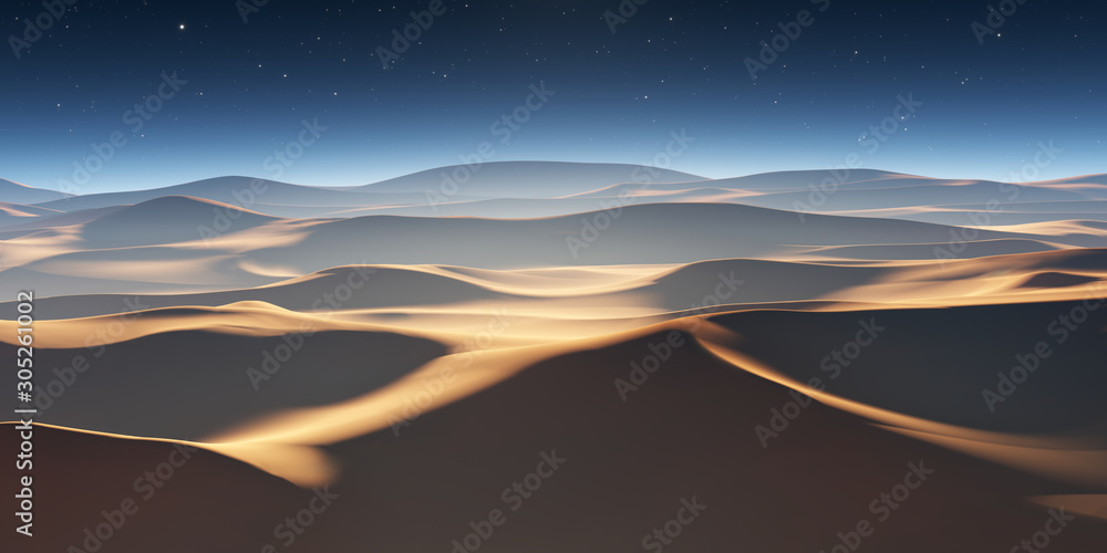 Wall mural sand dunes in the desert, sunset desert landscape