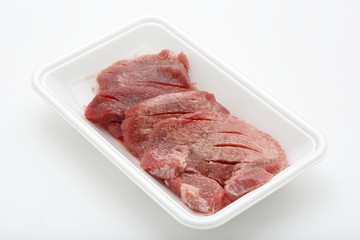 Image of thick sliced ​​beef tongue on white background