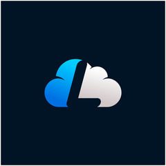 initial letter L negative space in Sky Cloud, Technology Hosting Domain BlockChain Server Logo Design - Vector