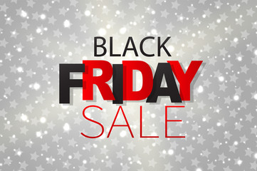 Black Friday sale banner. Special offer discount. Lettering on silver background. Vector illustration.