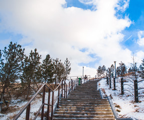stairs in the winter 