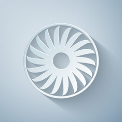 Paper cut Ventilator symbol icon isolated on grey background. Ventilation sign. Paper art style. Vector Illustration