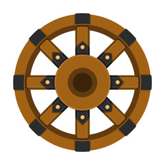 Obraz premium Wheel of cart vector icon.Cartoon vector icon isolated on white background wheel of cart.
