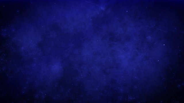 Atmospheric deep blue grunge background with fog, rays of light and particles. Smoke blue floating.