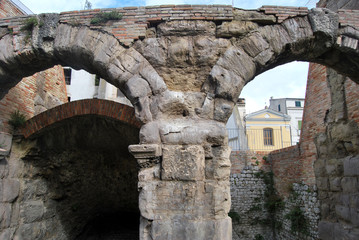 Rovine di anfiteatro romano. Teramo, Abruzzo, Italia