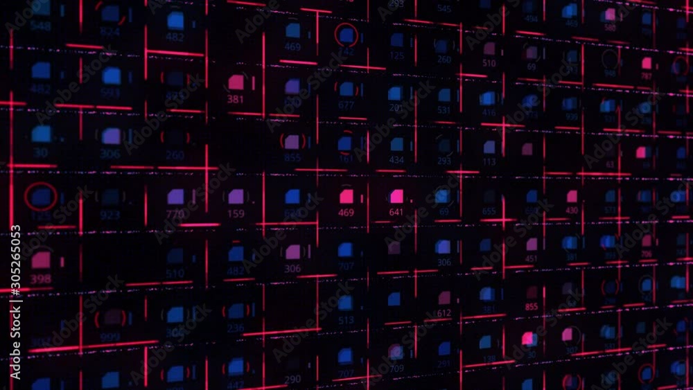 Poster futuristic background of signals moving across blue and red circuit board. animation. circuit board 