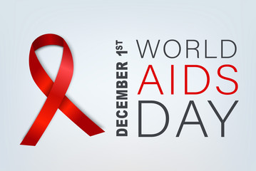AIDS awarness day. Red ribbon. HIV prevention campaign concept. Vector illustration.