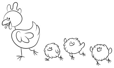 Niedliches Huhn mit Küken - Vektor-Illustration