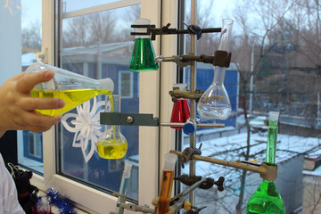 chemical laboratory, experiments, synthesis processes. hemical laboratory