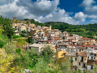 Fototapeta na wymiar Overview of the town of Nicastro, incorporated into the larger Lamezia Terme.