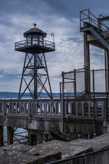 Fototapeta na wymiar guards tower at alcatraz prison in san francisco