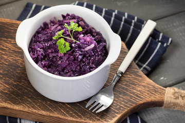 Purple cabbage salad.