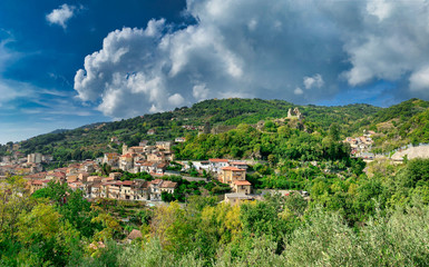 Fototapeta na wymiar Overview of the town of Nicastro, incorporated into the larger Lamezia Terme.