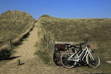 bicycles in dune landscape, cycling, bike tour