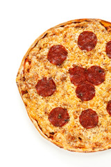 Pizza salami on white background