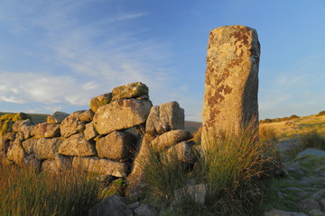 Rocks on the hill near Wistman's Wood in Dartmoor National Park, Devon