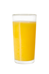 Orange juice glass, isolated on white background