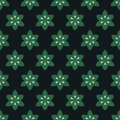 Geometric decorative elegant green lily flower seamless pattern