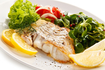 Fish dish - fried fish fillet with vegetables