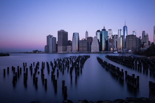 new york city skyline at sunrise long exposure © Julian