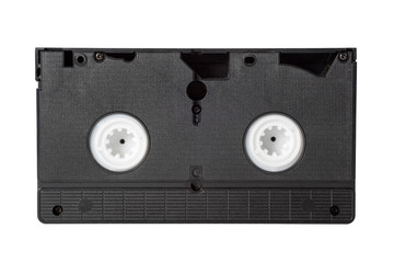Old video cassette isolated on white background.