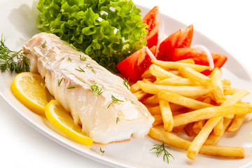 Fish dish - fried fish fillet with vegetables