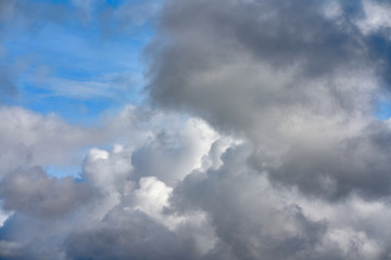 Fototapeta na wymiar Huge clouds in the blue sky as background