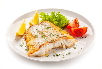 Fish dish - fried fish fillet with vegetables