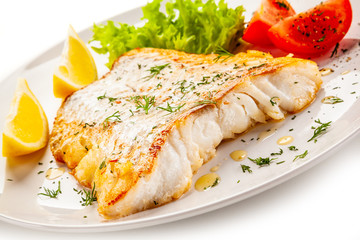 Fish dish - fried fish fillet with vegetables