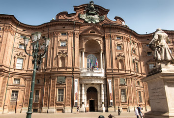 Obraz premium Turin, Italy, 27 June 2019: Facade of the Carignano Palace in Turin,