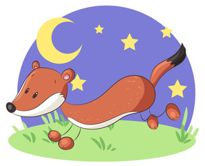 Niedliches rennendes Wiesel - Vektor-Illustration