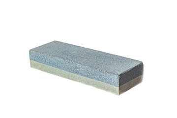 Abrasive stone for sharpening a knife on a white background