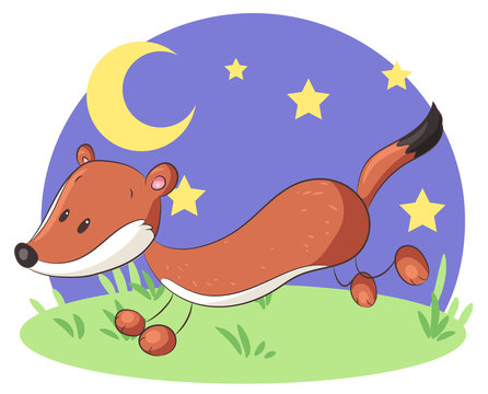 Niedliches rennendes Wiesel - Vektor-Illustration