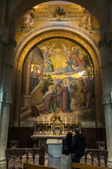 Lourdes, France, June 24 2019: Interior of the Rosary Basilica in Lourdes, France.
