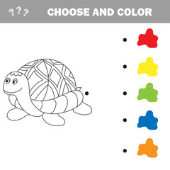 Cartoon turtle. Outlined. Vector illustration. Puzzle for Preschool Children