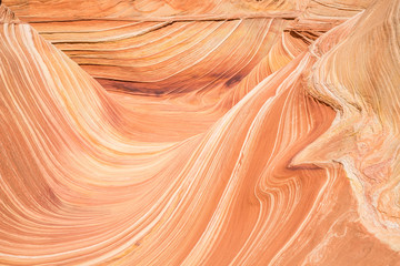 Strange sandstone shapes leading into The Wave, famous for its wavy lines of striated sandstone.
