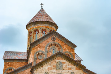Fototapeta na wymiar View of top part of Sighnaghi-St. Nino Monastery, Sighnaghi, Georgia