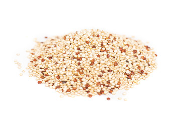 Quinoa groats isolated on white background.