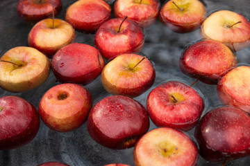 red apples in water