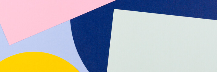 Abstract colored paper texture background. Minimal geometric shapes and lines in pastel blue, light...