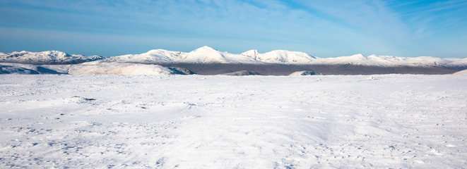 Beautiful landscape of snowy mountains