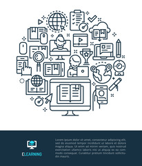 E-Learning Logo & Graphic Illustration Concept.