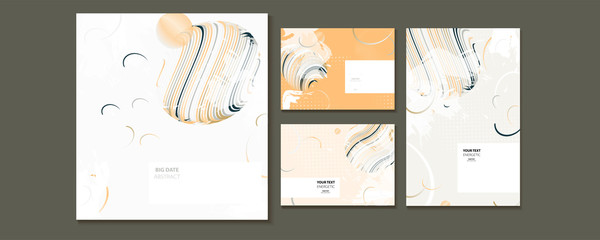 Modern geometric trend abstract set. Gradient shapes composition, vector covers new design