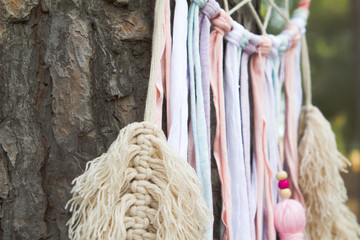 Feather wool and cloth tapes. Relax and handmade