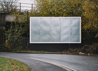 blank billboard on street - obrazy, fototapety, plakaty